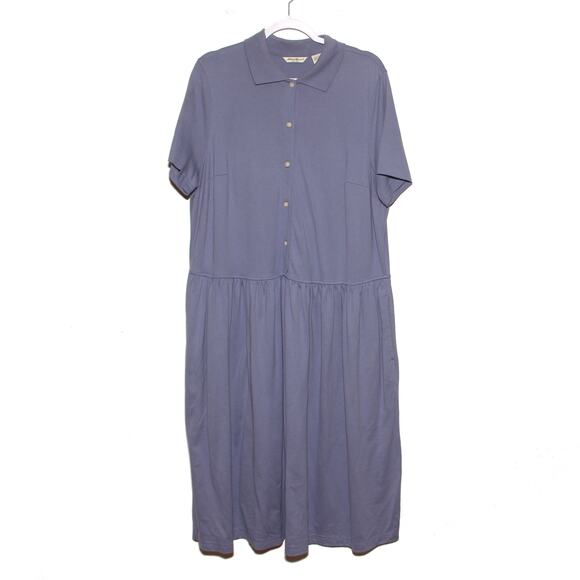 Eddie Bauer Cotton Short Sleeve Gathered Waist Dress Size 1X - Picture 1 of 7